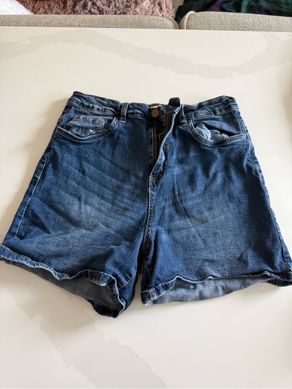 Bluenotes Dark Blue High-Rise Jean Shorts